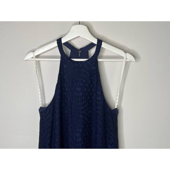 NWT Lilly Pulitzer Quinn Knotty Lace Halter Mini Swing Dress True Navy Women's M - Picture 4 of 10